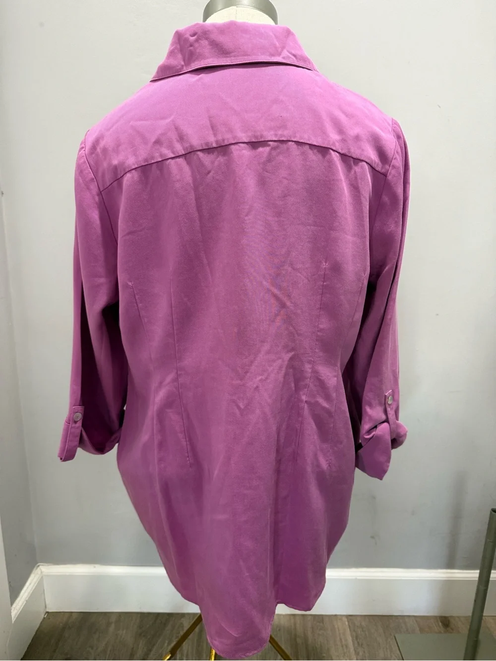 Soft Surroundings Lavender-Pink Asymmetrical Button-Down Blouse